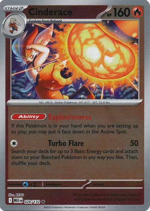 Mega Evolution Cinderace #028/132 Reverse Holo